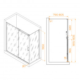 Душевой уголок RGW TO-44-1 (TO-14 + Z-060-2) 1800x800