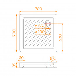 Поддон для душа квадратный керамический RGW CR  700x700