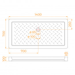 Поддон для душа прямоугольный керамический RGW CR  700x1400