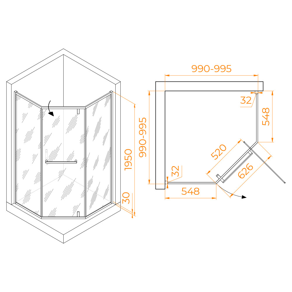 Душевой уголок RGW HO-084Gb 1000x1000