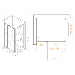 Душевой уголок RGW PA-078-1B (RGW PA-008B + Z-060-2B) 1000x800