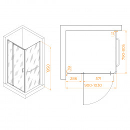Душевой уголок RGW PA-078-1 (RGW PA-008 + Z-060-2) 900x800