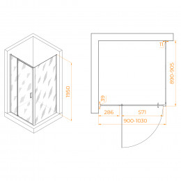 Душевой уголок RGW PA-078B (RGW PA-008B + Z-050-2B) 900x900