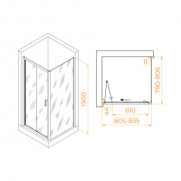 Душевой уголок RGW PA-132 (PA-21+Z-050-5) 800x800