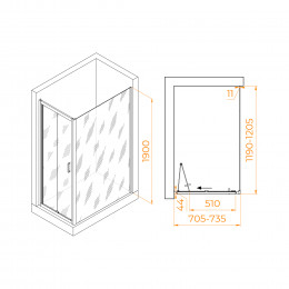 Душевой уголок RGW PA-142 (PA-21+Z-050-5) 700x1200