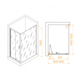 Душевой уголок RGW PA-142B (PA-21B+Z-050-5B) 800x1200