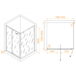 Душевой уголок RGW PA-32 (PA-02 + Z-050-1) 1200x1200