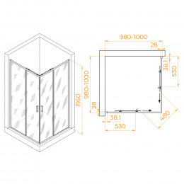Душевой уголок RGW PA-39B 1000x1000
