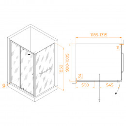 Душевой уголок RGW PA-44-1 (PA-02 + Z-060-1) 1200x1000