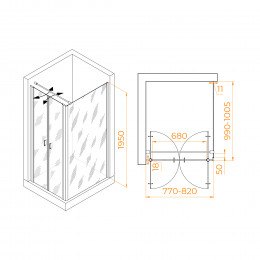 Душевой уголок RGW PA-144 (PA-104+Z-050-2+O-104) 800x1000