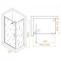 Душевой уголок RGW SV-145B  (SV-05B + Z-050-2B) 1000x700
