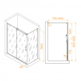 Душевой уголок RGW TO-44 (TO-14 + Z-050-2) 1500x800