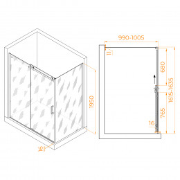 Душевой уголок RGW TO-44-1 (TO-14 + Z-060-2) 1600x1000