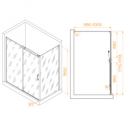 Душевой уголок RGW TO-44-1B (TO-14B + Z-060-2B) 1700x1000