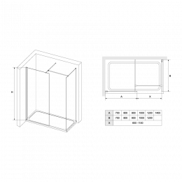 Душевая перегородка RGW WA-020 (WA-010 (2 шт.) + S-1220) 900x1000