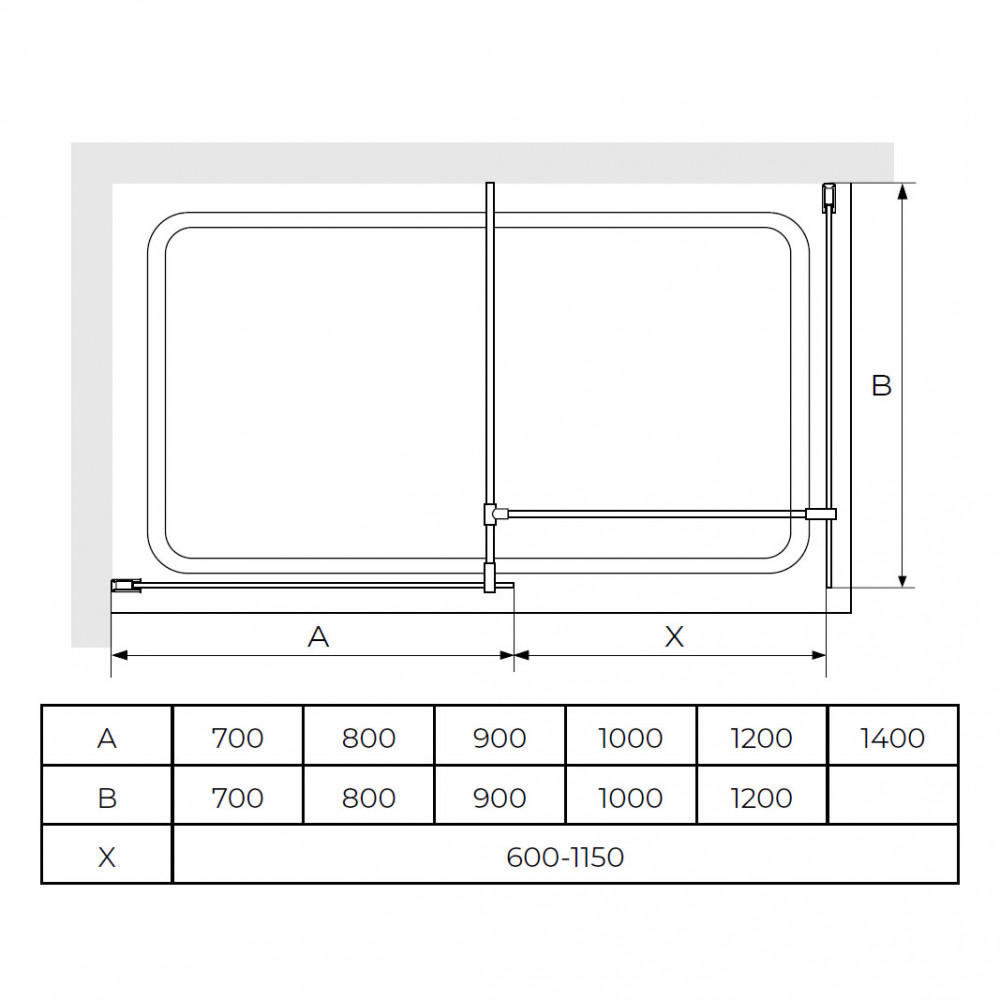 Душевая перегородка RGW WA-021B (WA-011B (2 шт.) + S-1220B) 900x1000