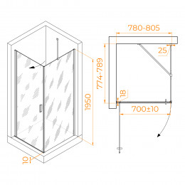 Душевой уголок RGW LE-034 (LE-003 + Z-14) 800x800