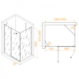 Душевой уголок RGW LE-044 (LE-004+Z-14) 1300x900