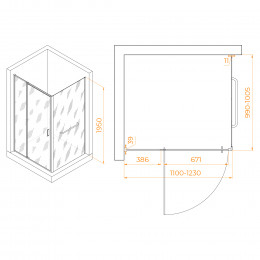 Душевой уголок RGW PA-078-1 (RGW PA-008 + Z-060-2) 1100x1000