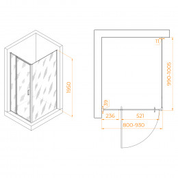 Душевой уголок RGW PA-078 (RGW PA-008 + Z-050-2) 800x1000