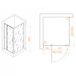 Душевой уголок RGW PA-078B (RGW PA-008B + Z-050-2B) 800x900