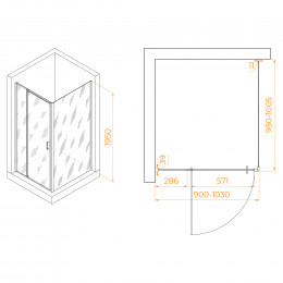 Душевой уголок RGW PA-078B (RGW PA-008B + Z-050-2B) 900x1000