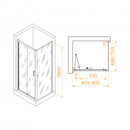 Душевой уголок RGW PA-142 (PA-21+Z-050-5) 800x700