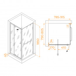 Душевой уголок RGW PA-32-1 (PA-02 + Z-060-1) 800x800