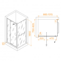 Душевой уголок RGW PA-44-1 (PA-02 + Z-060-1) 900x800