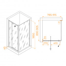 Душевой уголок RGW PA-44B (PA-02B + Z-050-1B) 800x900