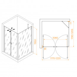 Душевой уголок RGW PA-134 (PA-104+Z-050-2+O-204) 1200x1200