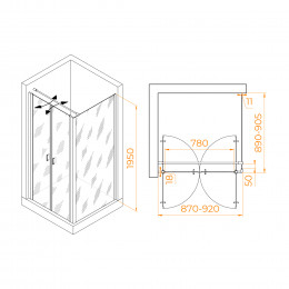 Душевой уголок RGW PA-134B (PA-104B+Z-050-2B+O-104B) 900x900