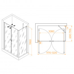 Душевой уголок RGW PA-144 (PA-104+Z-050-2+O-204) 1200x700