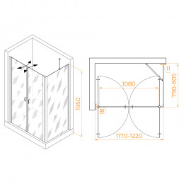 Душевой уголок RGW PA-144B (PA-104B+Z-050-2B+O-204B) 1200x800