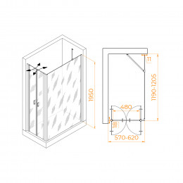 Душевой уголок RGW PA-144 (PA-104+Z-050-2+O-204) 600x1200