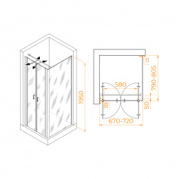 Душевой уголок RGW PA-144 (PA-104+Z-050-2+O-104) 700x800