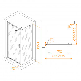 Душевой уголок RGW SV-145B  (SV-05B + Z-050-2B) 900x700