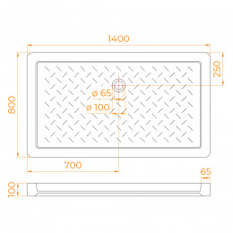 Поддон для душа прямоугольный керамический RGW CR  800x1400