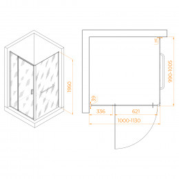 Душевой уголок RGW PA-078-1B (RGW PA-008B + Z-060-2B) 1000x1000