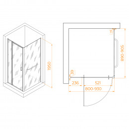 Душевой уголок RGW PA-078-1B (RGW PA-008B + Z-060-2B) 800x900