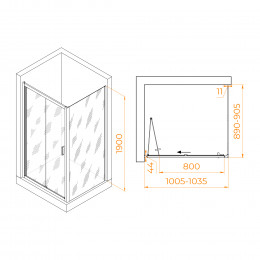 Душевой уголок RGW PA-142B (PA-21B+Z-050-5B) 1000x900