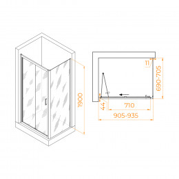 Душевой уголок RGW PA-142B (PA-21B+Z-050-5B) 900x700