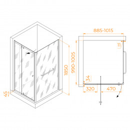 Душевой уголок RGW PA-44-1 (PA-02 + Z-060-1) 900x1000