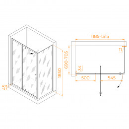 Душевой уголок RGW PA-44B (PA-02B + Z-050-1B) 1200x700