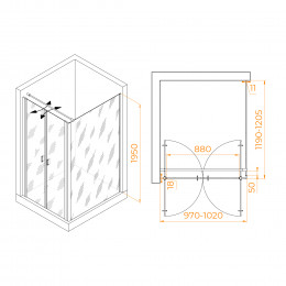 Душевой уголок RGW PA-144 (PA-104+Z-050-2+O-104) 1000x1200