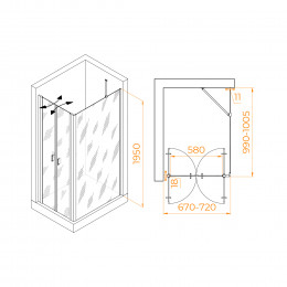 Душевой уголок RGW PA-144B (PA-104B+Z-050-2B+O-204B) 700x1000