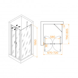 Душевой уголок RGW PA-144 (PA-104+Z-050-2+O-204) 700x800