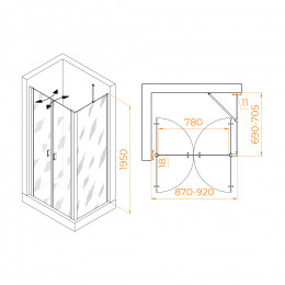 Душевой уголок RGW PA-144 (PA-104+Z-050-2+O-204) 900x700