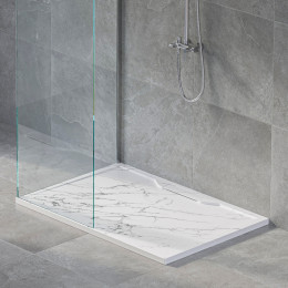 Душевой поддон прямоугольный RGW STE MW Белый мрамор  900x1000