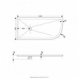 Душевой поддон асимметричный RGW ST/AL-W Белый  800x1200
